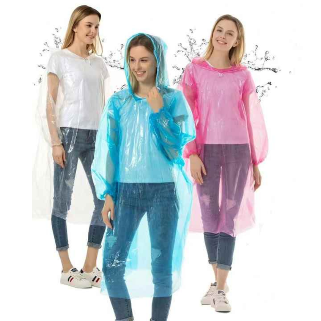 Pack 3 Ponchos Impermeables Gorro Lluvia