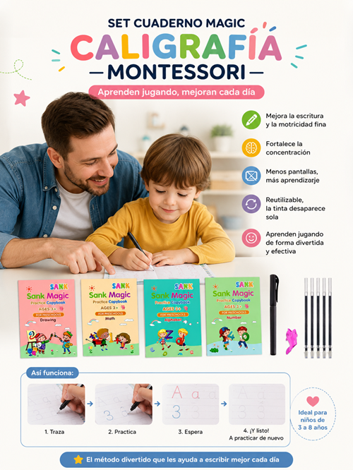 Set Cuaderno Magic Caligrafia Montessori