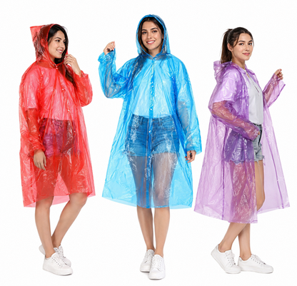 Pack 3 Ponchos Impermeables Gorro Lluvia